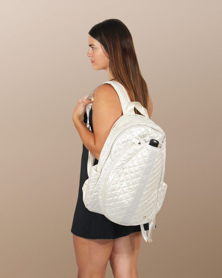 Jennifer Tennis Backpack – Snow | LemonBella – Lemonbella