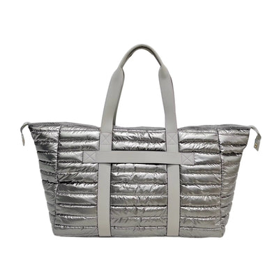 Cassie Weekender Puffer Duffle Bag Pebble Gray