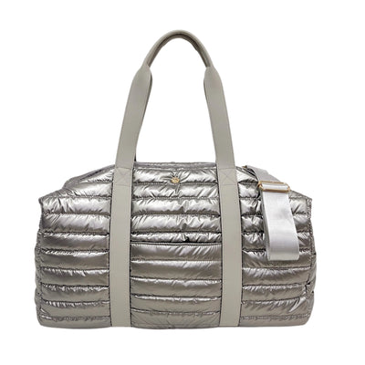 Cassie Weekender Puffer Duffle Bag Pebble Gray