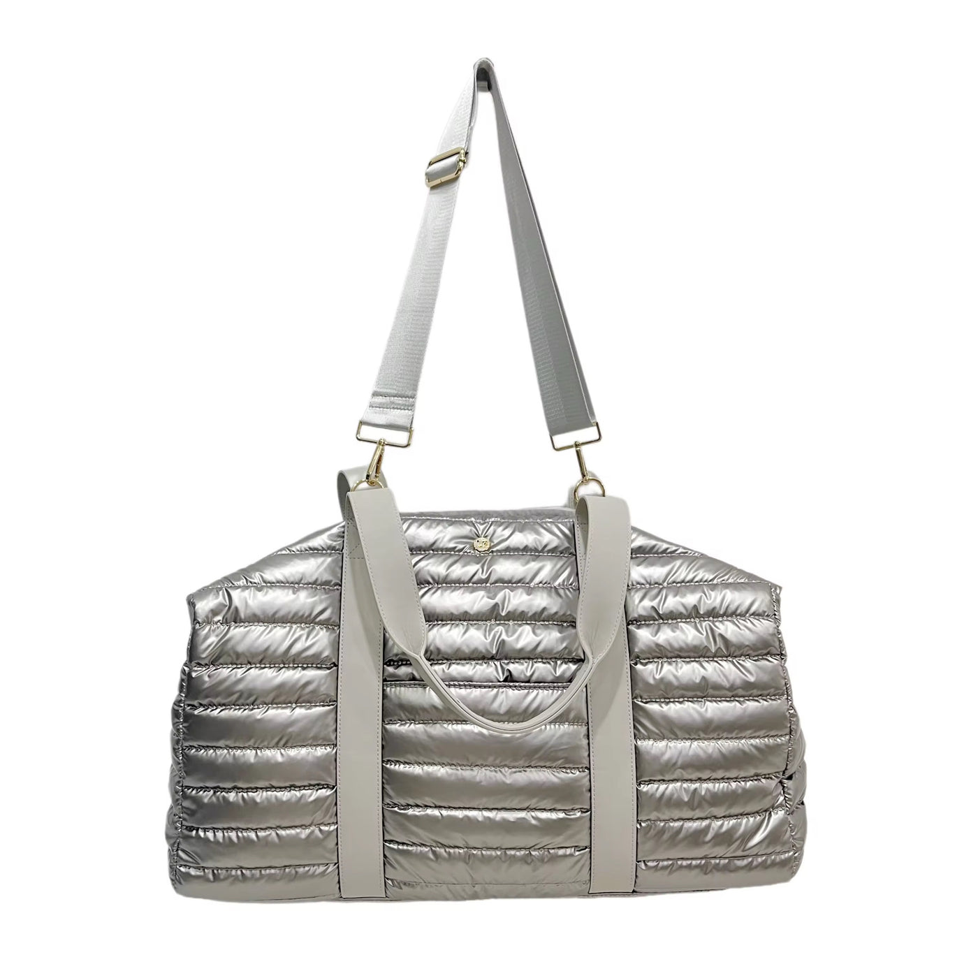 Cassie Weekender Puffer Duffle Bag Pebble Gray