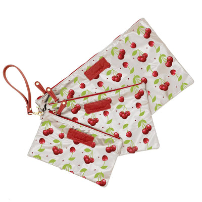Carly Trio Wristlet Cosmetic Bags Holly Berry Cherry