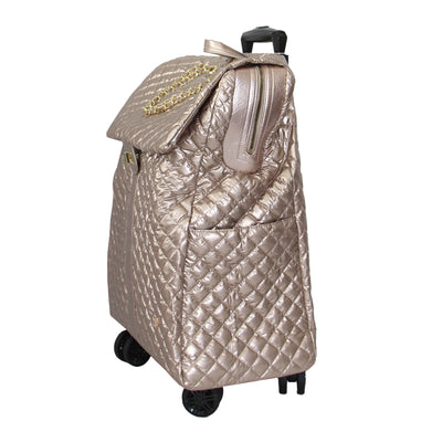 Jet Setter Roller Bag Debra Diamond Quilted Champagne