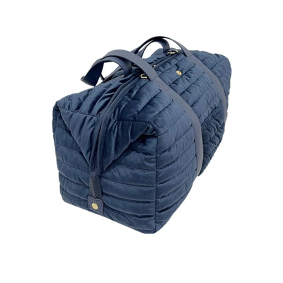 Cassie Weekender Velvet Puffer Duffle Bag Sapphire