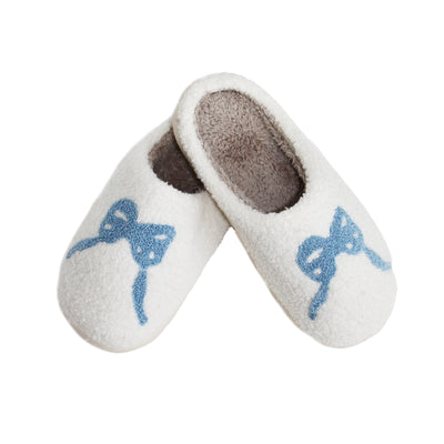 Bow-Tastic Christa Cozy Slippers Blissful Blue Bow
