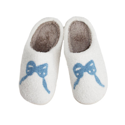 Bow-Tastic Christa Cozy Slippers Blissful Blue Bow