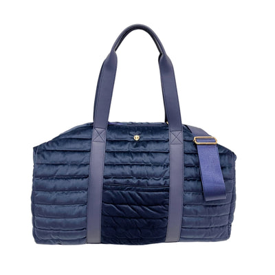 Cassie Weekender Velvet Puffer Duffle Bag Sapphire