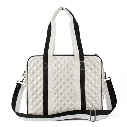 Judy Pickleball Tote Quilted Pearl w/ Black