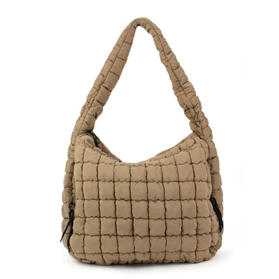 Carmella Puffquilt Shoulder Bag Oatmeal