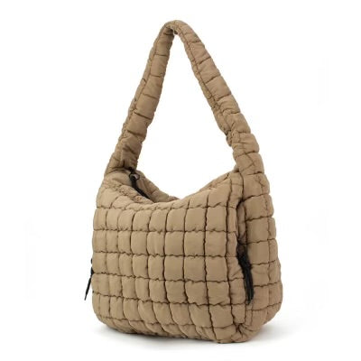 Carmella Puffquilt Shoulder Bag Oatmeal