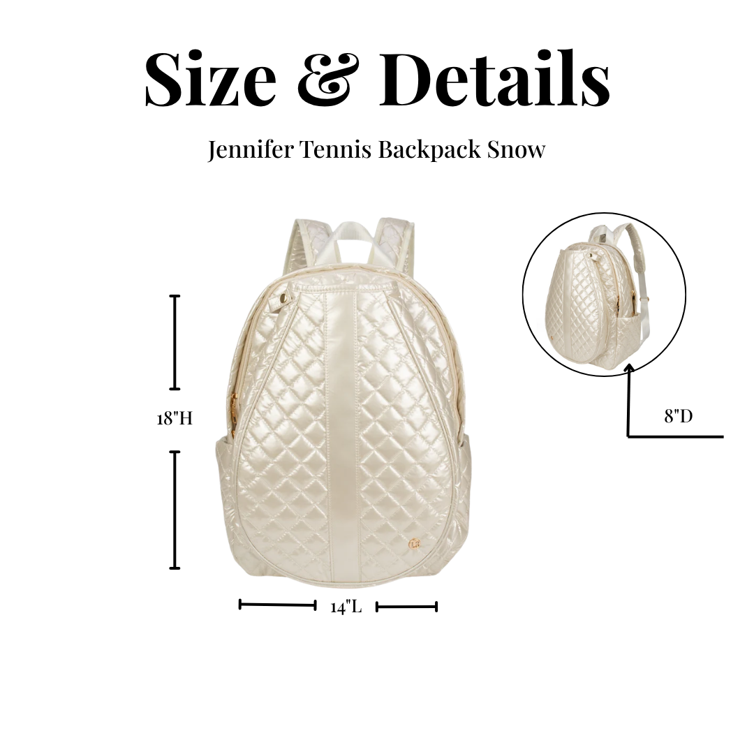 Jennifer Tennis Backpack – Snow | LemonBella – Lemonbella
