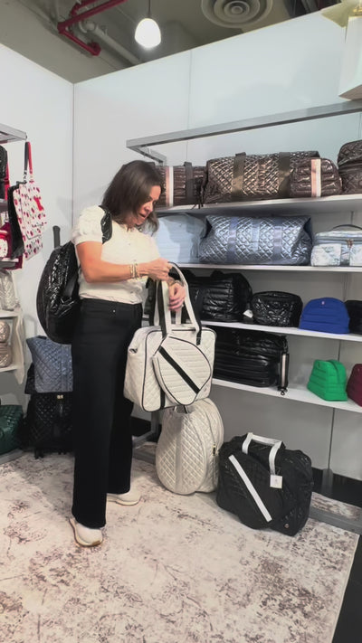 Judy Pickleball Tote Quilted Pearl w/ Black